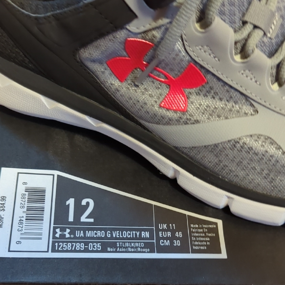 Under Armour Men's Micro G Velocity RN Shoes - Gray and Red